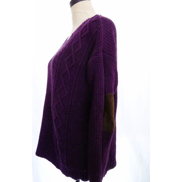 Coincidence & Chance Purple Oversized Cable Knit Sweater Top Medium - Picture 4 of 8
